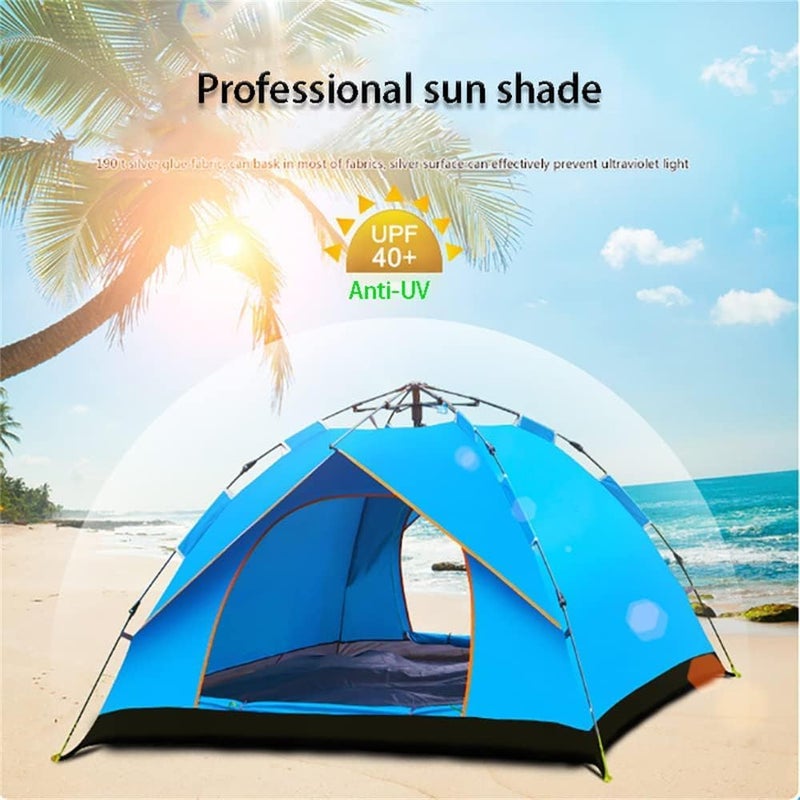 DEXO خيمة تخييم تلقائية فورية 200x200x135 سم - خيمة سهلة التركيب لـ 4 أشخاص مع حماية من الأشعة فوق البنفسجية، مقاومة للماء، خيمة سفر خفيفة الوزن للتخييم، المشي في الطبيعة والمهرجانات، زرقاء - Image 4